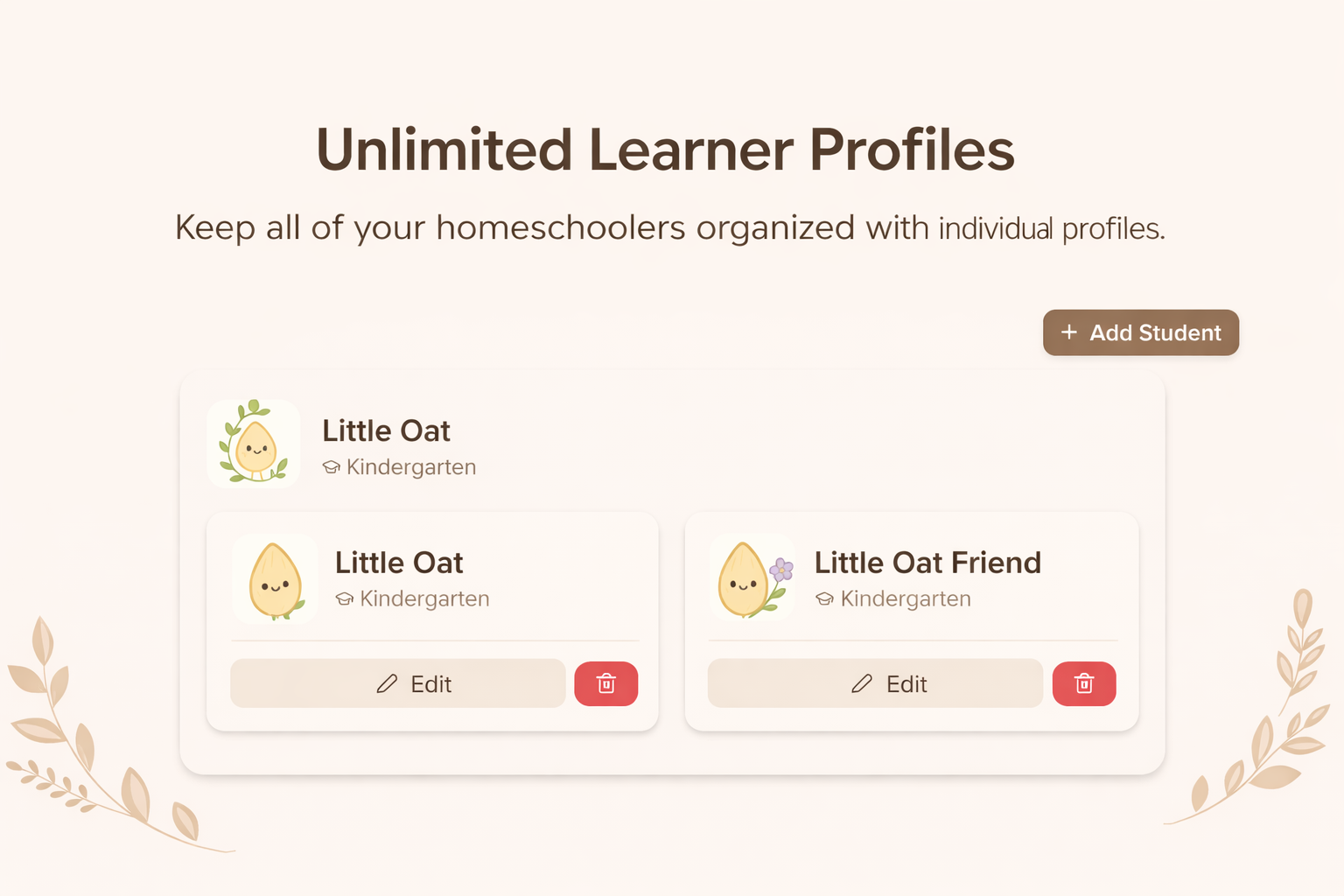 Unlimited Learner Profiles interface